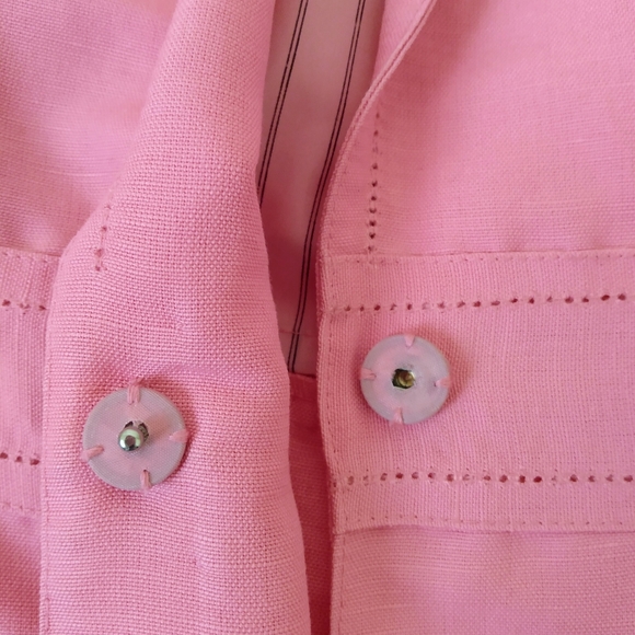 Emma James by Liz Claiborne Pink Linen Jacket 12 - Picture 8 of 10